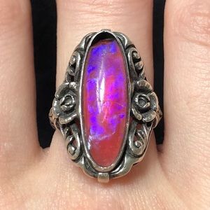 Sterling silver dragons breath statement ring.
